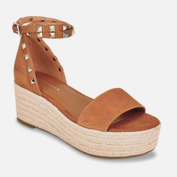Marc Fisher Jazlyn Jute Espadrille Platform Studded Sandal​​​​ - Picture 1 of 10